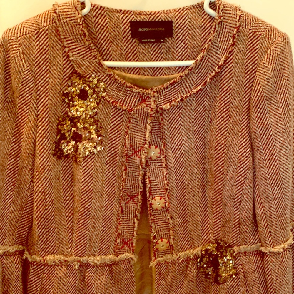 BCBG Tweed jeweled jacket.